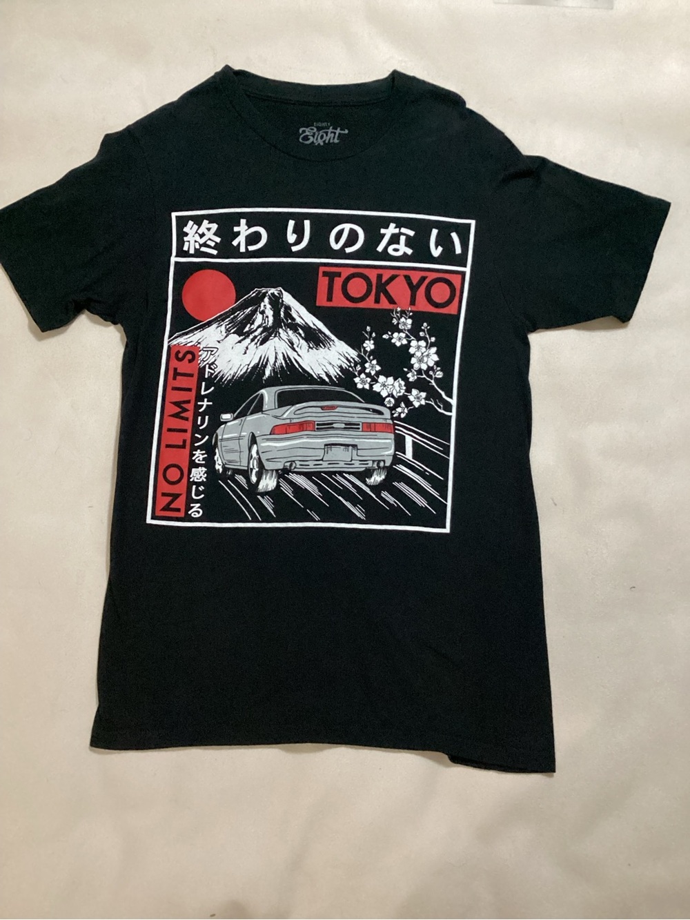 Eighty Eight Black Tokyo Graphic Short-Sleeve Tee with Red Accents